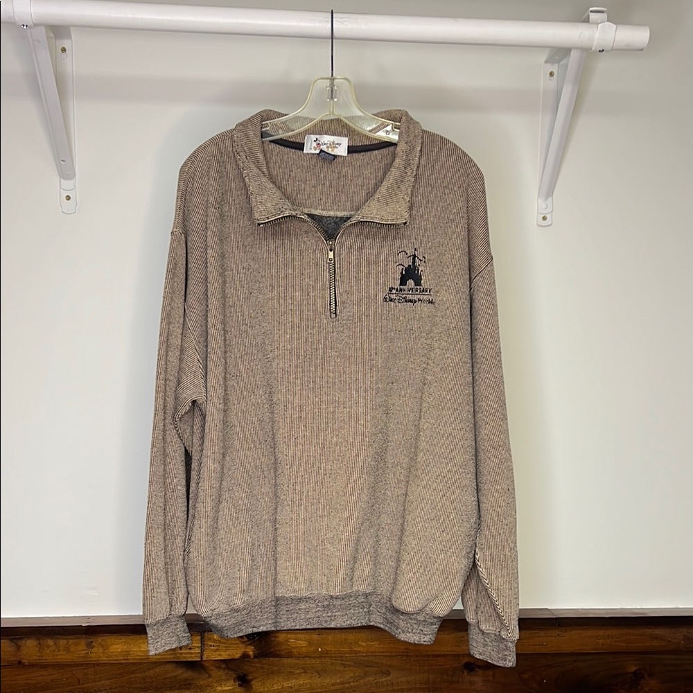 WDW 30th Anniversary Men's Tan Quarter-Zip Sweater- L